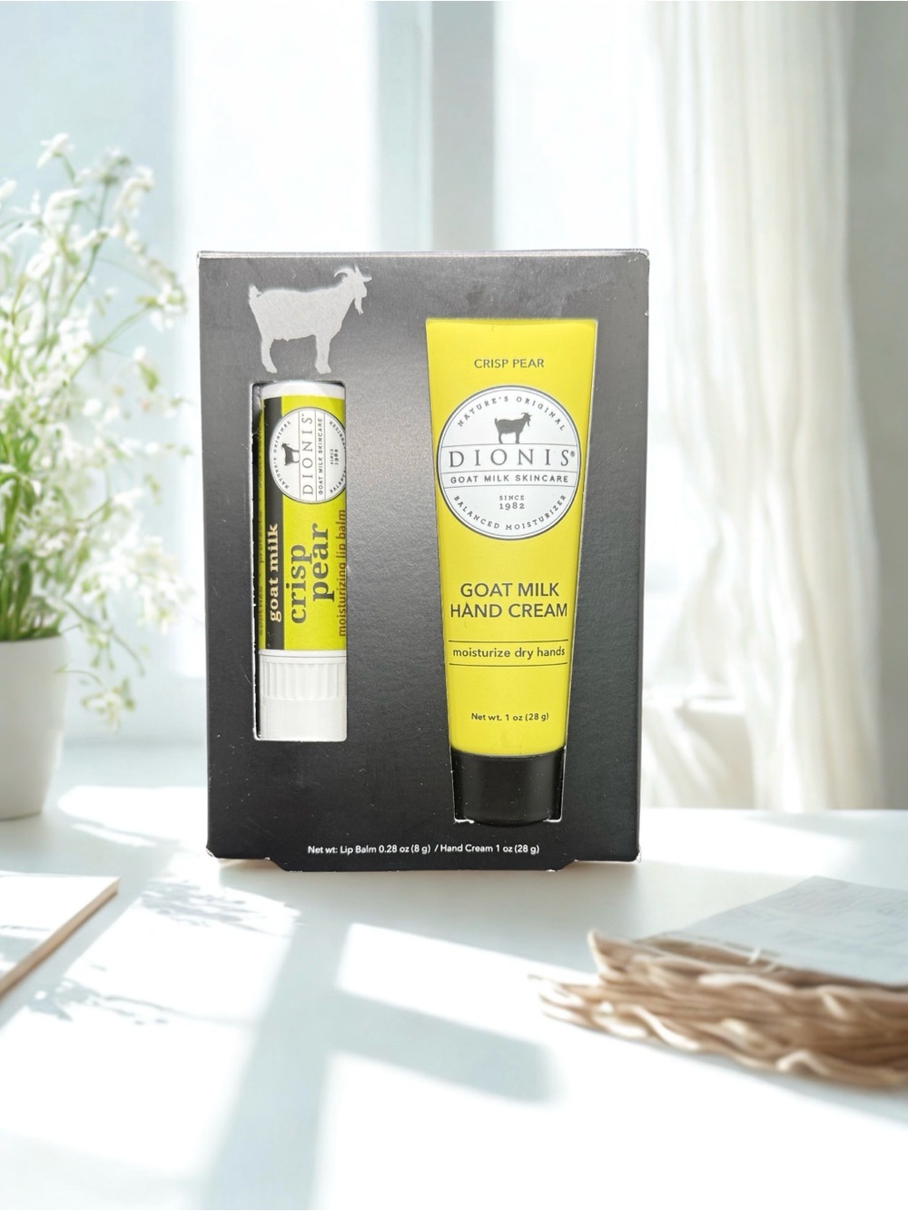 🍐DIONIS🍐Crisp Pear Goat Milk Hand Cream & Lip Balm Set/NIB